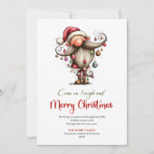 Whimsical Funny Santa Classic Red Green Greeting シーズンカード (正面)