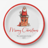 Whimsical Funny Santa Custom Holiday Plates ペーパープレート (正面)