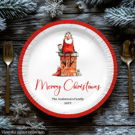 Whimsical Funny Santa Custom Holiday Plates ペーパープレート