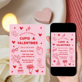 whimsical Galentines Cupid & Galentine's パーティー 招待状