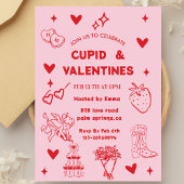 whimsical Galentines Cupid & Galentine's パーティー 招待状