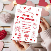 Whimsical Galentines Cupid & Galentine's  Party 招待状