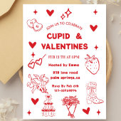 Whimsical Galentines Cupid & Galentine's  Party 招待状