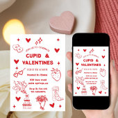 Whimsical Galentines Cupid & Galentine's  Party 招待状