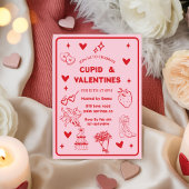 Whimsical Galentines Cupid & Galentine's  Party 招待状