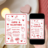 Whimsical Galentines Cupid & Galentine's  Party 招待状