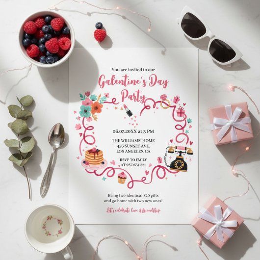 Whimsical Galentines Invitation Vintage Phone 招待状