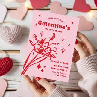 Whimsical Galentines Valentines girls  Party 招待状