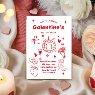 Whimsical Galentines Valentines girls  Party 招待状