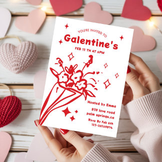 Whimsical Galentines Valentines girls  Party 招待状