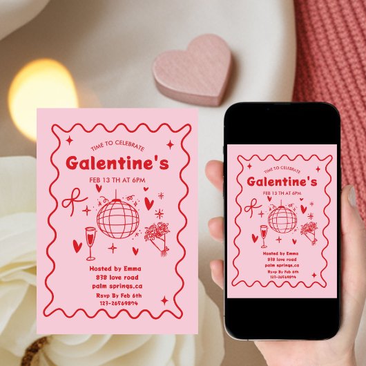 Whimsical Galentines Valentines girls Party 招待状