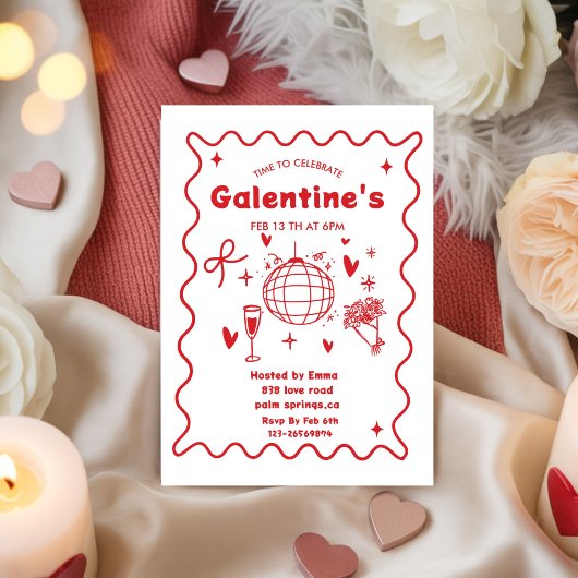 Whimsical Galentines Valentines girls  Party 招待状
