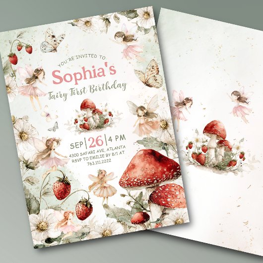 whimsical garden fairy first birthday 招待状