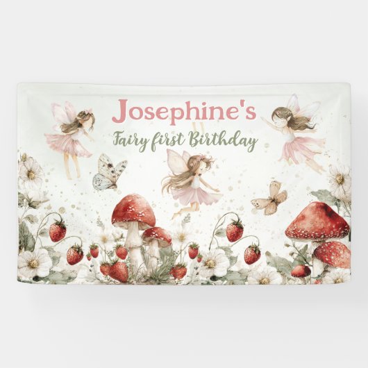 whimsical garden fairy first birthday 横断幕 (横)