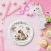 whimsical garden fairy first birthday girl ペーパープレート (パーティー)