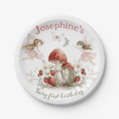 whimsical garden fairy first birthday girl ペーパープレート (正面)