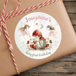 whimsical garden fairy first birthday girl ラウンドシール