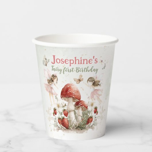 whimsical garden fairy first birthday girl small 紙コップ (正面)