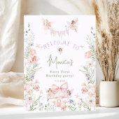 Whimsical garden Fairy First Birthday Welcome ポスター