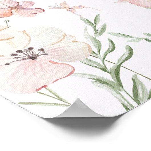 Whimsical garden Fairy First Birthday Welcome ポスター (角)