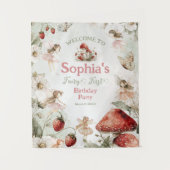 whimsical garden fairy first birthday welcome sign タペストリー (正面)