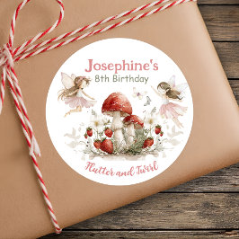 whimsical garden flutter and twirl fairy birthday  ラウンドシール