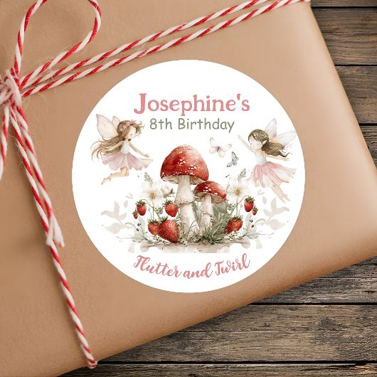 whimsical garden flutter and twirl fairy birthday  ラウンドシール