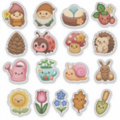 Whimsical Garden Friends Custom-Cut Vinyl Sticker シール (正面)