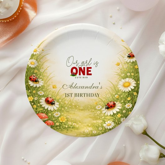 Whimsical Garden Lady Bug 1st Birthday ペーパープレート