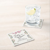 Whimsical Garden Party Doodle Floral Bridal Shower スクエアペーパーコースター (インサイチュ)