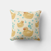 Whimsical Gender Neutral Duck Bubble Throw Pillow クッション (正面)