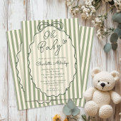 Whimsical Gender Neutral Sage Green Baby Shower 招待状