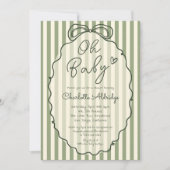 Whimsical Gender Neutral Sage Green Baby Shower 招待状 (正面)