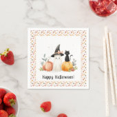Whimsical Ghost and Black Cat Halloween スタンダードカクテルナプキン (インサイチュ)