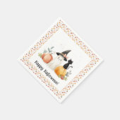 Whimsical Ghost and Black Cat Halloween スタンダードカクテルナプキン (角)