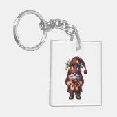 Whimsical Gift Giving Christmas Gnome キーホルダー (正面左)