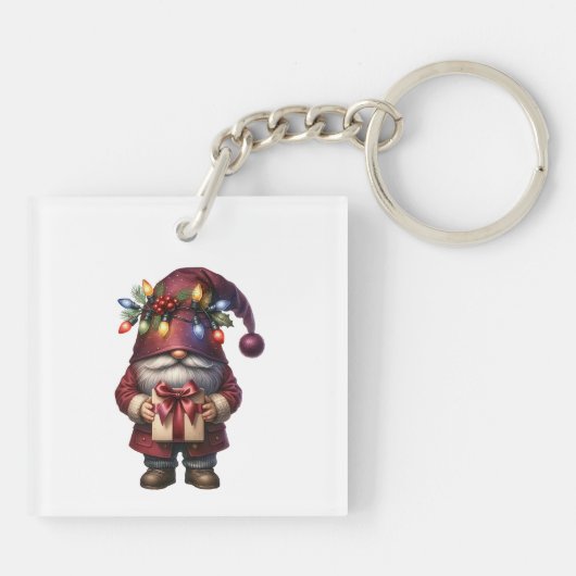 Whimsical Gift Giving Christmas Gnome キーホルダー (裏面)