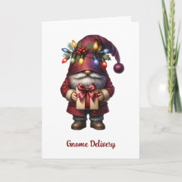 Whimsical Gift Giving Christmas Gnome シーズンカード