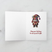 Whimsical Gift Giving Christmas Gnome シーズンカード (内部)