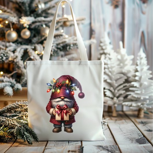 Whimsical Gift Giving Christmas Gnome トートバッグ