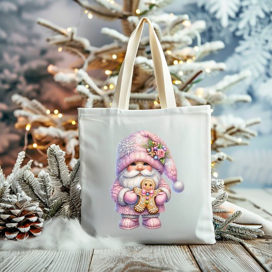 Whimsical Gingerbread Christmas Gnome トートバッグ