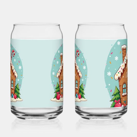 Whimsical Gingerbread House Christmas Scene ガラス缶 (左)