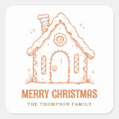 Whimsical Gingerbread House Merry Christmas スクエアシール (正面)