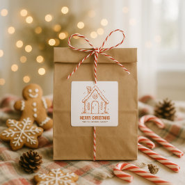 Whimsical Gingerbread House Merry Christmas スクエアシール
