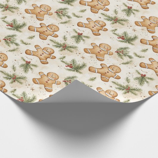 Whimsical Gingerbread & Pine Holiday Pattern ラッピングペーパー (角)