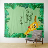  whimsical giraffeサファリ誕生日フォトバックドロップ タペストリー (インサイチュ(横))