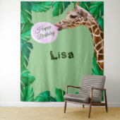whimsical giraffe バブルガム 誕生日 バックドロップ タペストリー (インサイチュ)