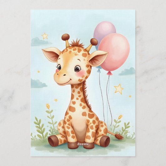 Whimsical Giraffe Baby Shower 招待状 (裏面)