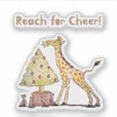 Whimsical Giraffe Holiday Tree Drawing シール (正面)