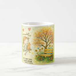 Whimsical Girl and Orange Cat Garden Mug コーヒーマグカップ